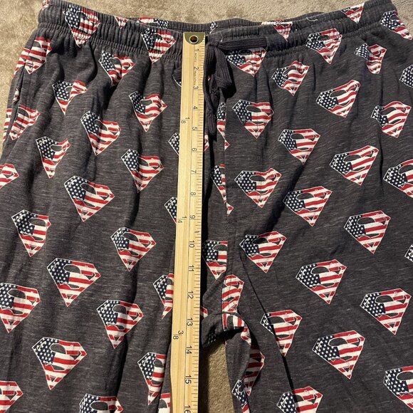 Superman Pajama Pants Mens XL American Flag Gray Drawstring Lounge Comfort - Picture 6 of 7